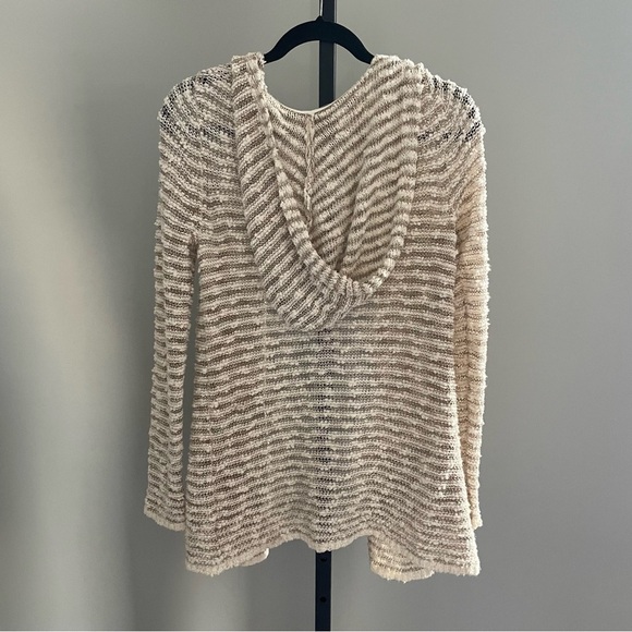 Anthropologie Moth Open Front Metallic Striped Hooded Cardigan Size Small - Picture 6 of 8